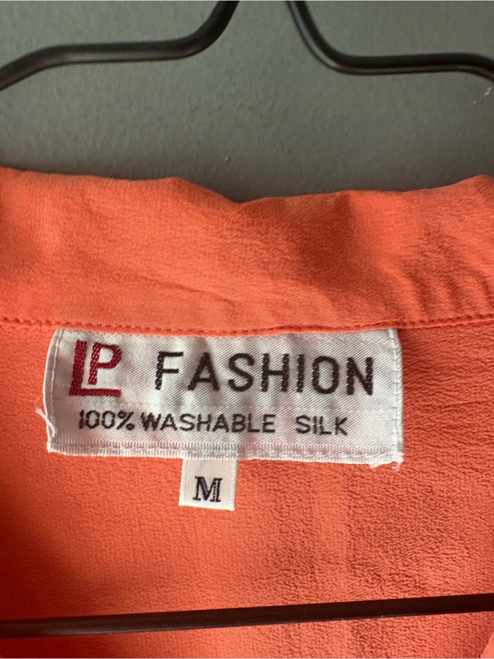Vintage Coral Silk Button-Up Blouse | Washable Silk | Medium - Picture 3 of 7